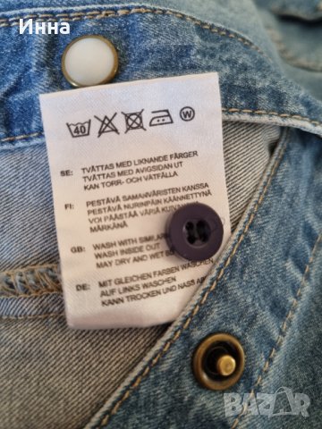 Дънкова риза S/M размер Gina Tricot вталена синя джобове ежедневна , снимка 5 - Ризи - 38432756