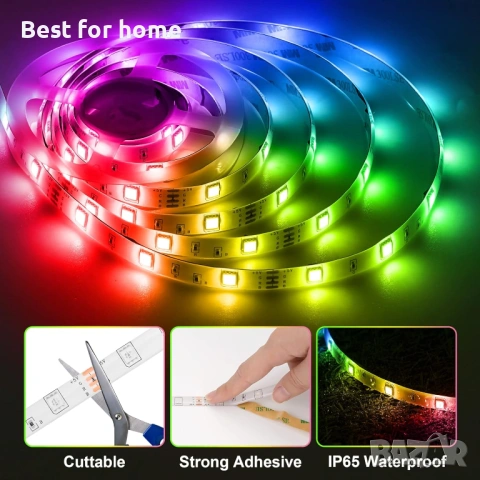 Комплект LED ленти HOUHUI, 2x6.56 фута RGB LED светлинна лента за 40-60 инча телевизор, снимка 2 - Лед осветление - 54194586