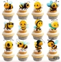 12 бр пчела пчели пчелички картонени топери топер декор торта мъфини кексчета украса парти, снимка 3