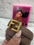 Fendi кафяв колан естествена кожа с точици по катарамата, снимка 2