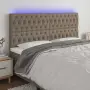 vidaXL LED горна табла за легло, таупе, 180x7x118/128 см, плат, снимка 2