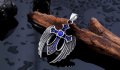Медальон ангелски крила с кръст, цирконии, снимка 1 - Колиета, медальони, синджири - 35165614