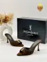 Yves Saint Laurent Дамски Велурени Чехли На Ток - Различни Цветове Код SEM-618, снимка 3