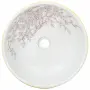 vidaXL Мивка за плот, бяло и жълто, кръгла, Φ41x14 см, керамика, снимка 4