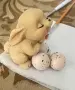 3d Заек зайче с вирнато носле затворени очи силиконов молд форма фондан шоколад гипс свещ декор, снимка 9