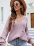 Дамски моден пуловер с джоб с V-образно деколте, 2цвята - 023, снимка 5
