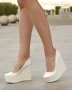 Обувки на платформа - бяла кожа - SLK90 , снимка 2