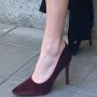 Бордо винено червени велурени токчета, снимка 2