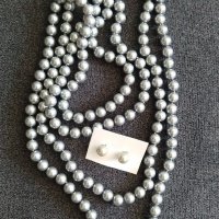 Комплект - гердан от естествени сладководни сиви перли, снимка 7 - Бижутерийни комплекти - 37249217