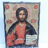 Голяма икона на Господ Вседържател Исус Христос - ръчна изработка, снимка 3 - Икони - 37640324
