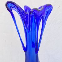 Уникална ръчно изработена ваза от кобалтово стъкло. №0470, снимка 2 - Колекции - 33700590