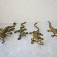4 бр колекция гущер саламандър влечуго рептилия месинг бронз метал, снимка 6 - Статуетки - 29741896