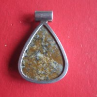 Сребърен медальон висулка колие с камък , снимка 4 - Колиета, медальони, синджири - 35103256