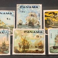 1840. Панама 1968 ~ “ Транспорт. Картини на Ветроходни кораби от  XVII-XIX в. ” , снимка 1 - Филателия - 42696401