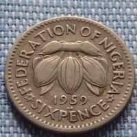 Монета 6 пенса 1959г. Нигерия кралица Елизабет втора 41105, снимка 3 - Нумизматика и бонистика - 42802154