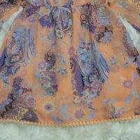 УНИКАЛНА плажна рокля/туника в цвят сьомга с лилав пейсли принт, снимка 4 - Рокли - 42802323