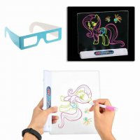 Детска дъска за рисуване 3D Magic Drawing Board, LED светлини, снимка 9 - Рисуване и оцветяване - 30381582