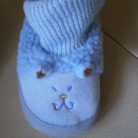 Бебешки терлички с кожена подметка, сини, снимка 4 - Детски пантофи - 39726431