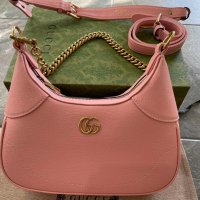 Оригинална Гучи Розова Кожена чанта Gucci Aphrodite Дръжка И Синджир, снимка 2 - Чанти - 42158327