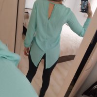 Тюркоазена блузка, S/M размер, снимка 6 - Блузи с дълъг ръкав и пуловери - 30533306
