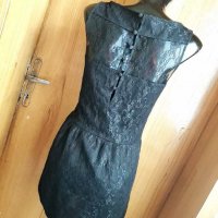 Черна къса рокля с дантела М, снимка 4 - Рокли - 21575399