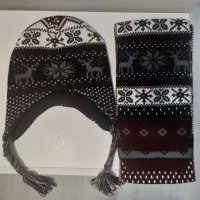 Зимен детски комплект шапка и шал , снимка 1 - Шапки, шалове и ръкавици - 38126165