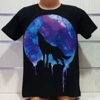 Нова детска тениска с дигитален печат Вълк - Луна, Серия вълци, снимка 1 - Детски тениски и потници - 29902455