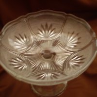 19 век стъклена фруктиера бонбониера прозрачно стъкло, снимка 4 - Антикварни и старинни предмети - 39409813