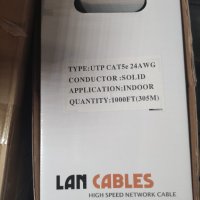 LAN кабел UTP 4*2*0.50mm CAT5e помеднен (CCA) за вътрешно полагане, снимка 3 - Други - 33740688