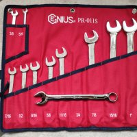Genius Tools 11 броя империални Гаечни ключове комплект Хром Ванадий  made in canada , снимка 2 - Ключове - 35099128