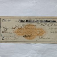 USA 1871 The Bank of California чек за $ 960, снимка 4 - Нумизматика и бонистика - 29475709