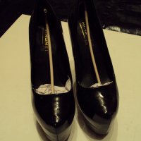 Черни лачени обувки с 18см ток, снимка 3 - Дамски елегантни обувки - 29922082