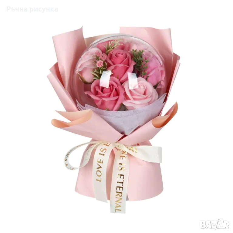 Букети със сфера или кутия колие истинска речна перла и декорация сапунени цветя в кутия , снимка 1