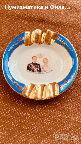 Порцеланов пепелник с позлата Limoges, снимка 1