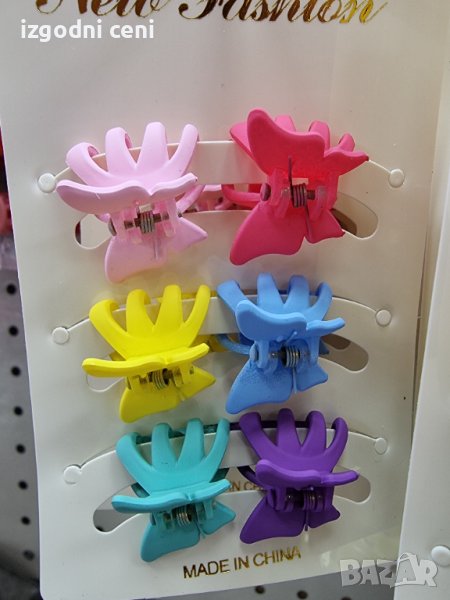 Мини щипки за коса - 6 бр на картон  (модел 5), снимка 1