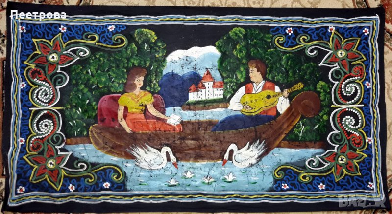 Оригинален ръчно рисуван ковьор за стена, началото на 20-ти век., снимка 1