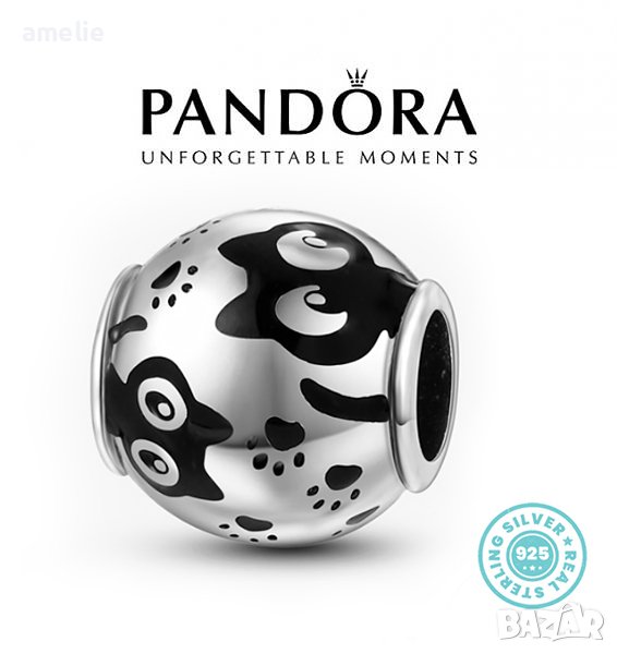 Промо -30%! Талисман Pandora Пандора сребро 925 Black Kittens. Колекция Amélie, снимка 1