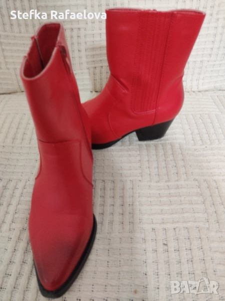 Дамски червени боти, снимка 1