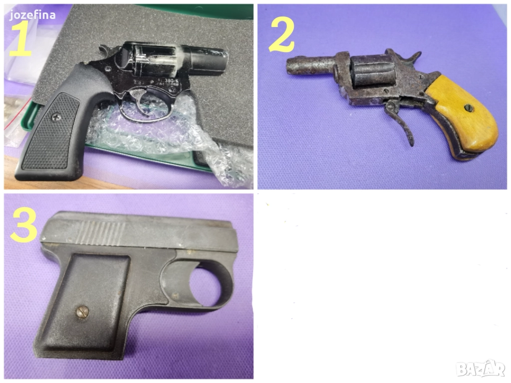 Колекция от 3 пистолета – 1 газов + 2 ретро метални капсулни, снимка 1