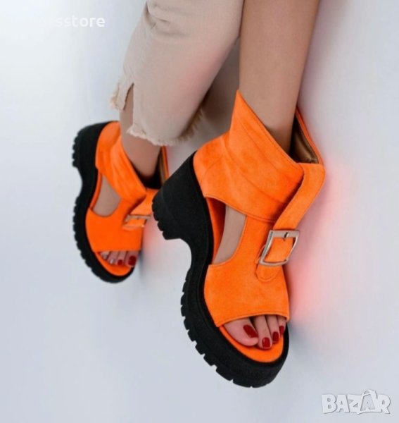 Летни боти- оранжеви с черно ходило - LB50, снимка 1