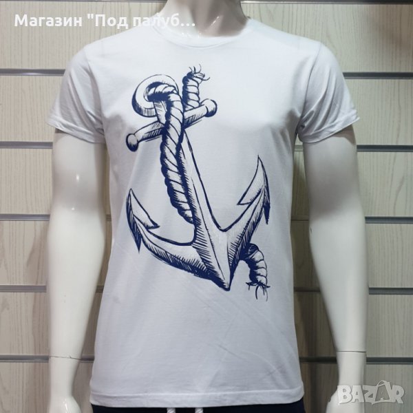 Нова мъжка тениска с трансферен печат Голяма котва, морска, снимка 1