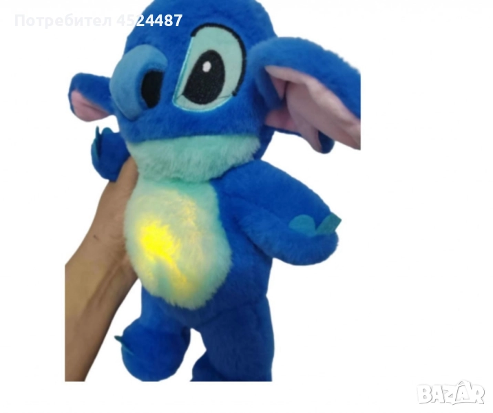 Stitch, плюшена бебешка играчка, с мелодия и светлина, снимка 1