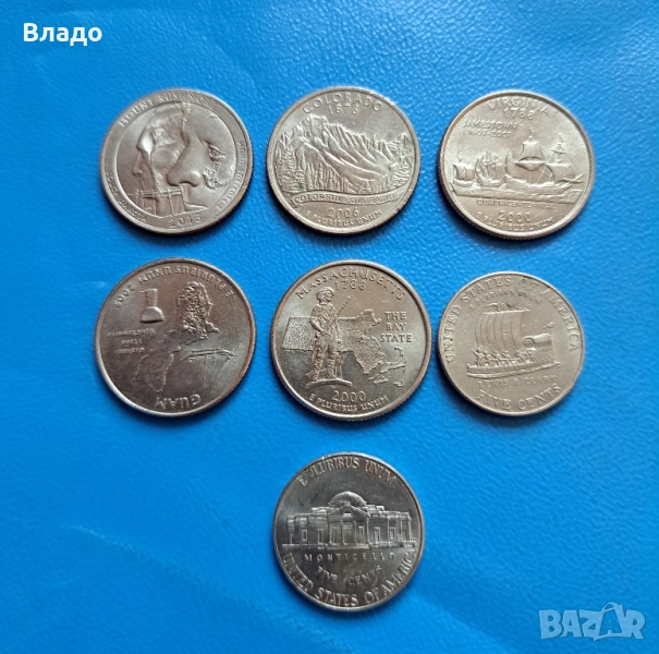 Лот юбилейни куотъри + 5 цента САЩ, снимка 1