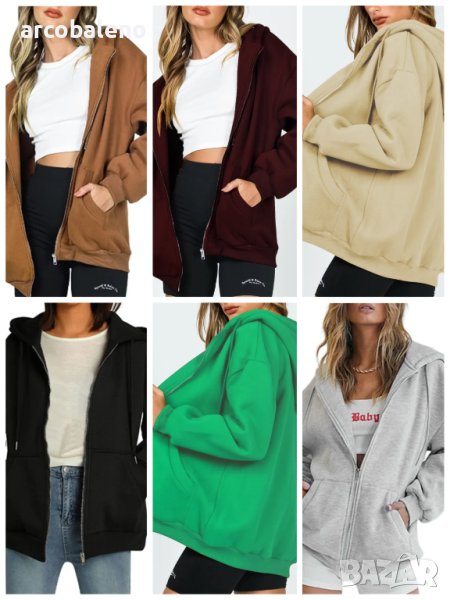 Дамски суичър с цип и качулка, 6цвята, снимка 1