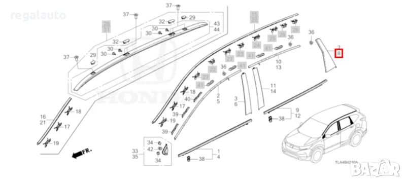 72761TLAA01,72721TLAA01,вертикална лайсна лява и дясна заден панел HONDA CRV 2016-2021, снимка 1