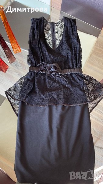 Елегантна черна дантелена рокля E-phos, снимка 1