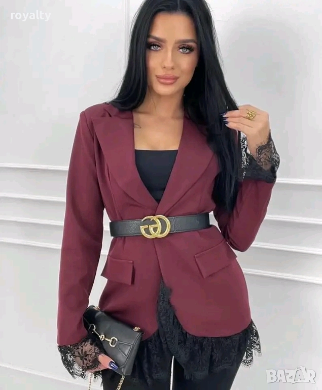 Червено Дамско Сако с Дантела , снимка 1
