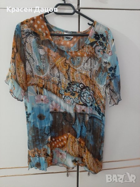 Лятна блуза от рисувана коприна, снимка 1