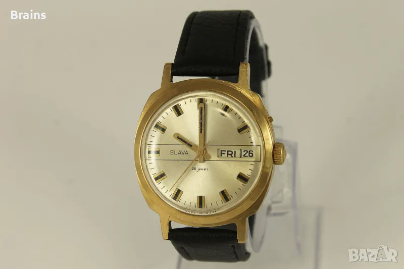 Руски Позлатен Часовник СЛАВА 26 камъка, снимка 1