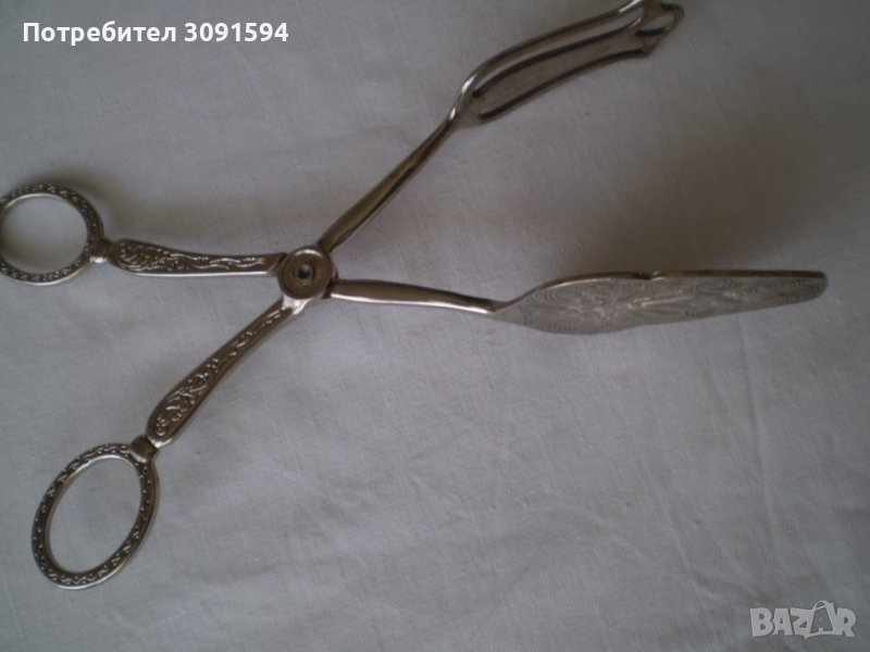 Щипка за сервиране на ястия салати  сребърно покритие, снимка 1